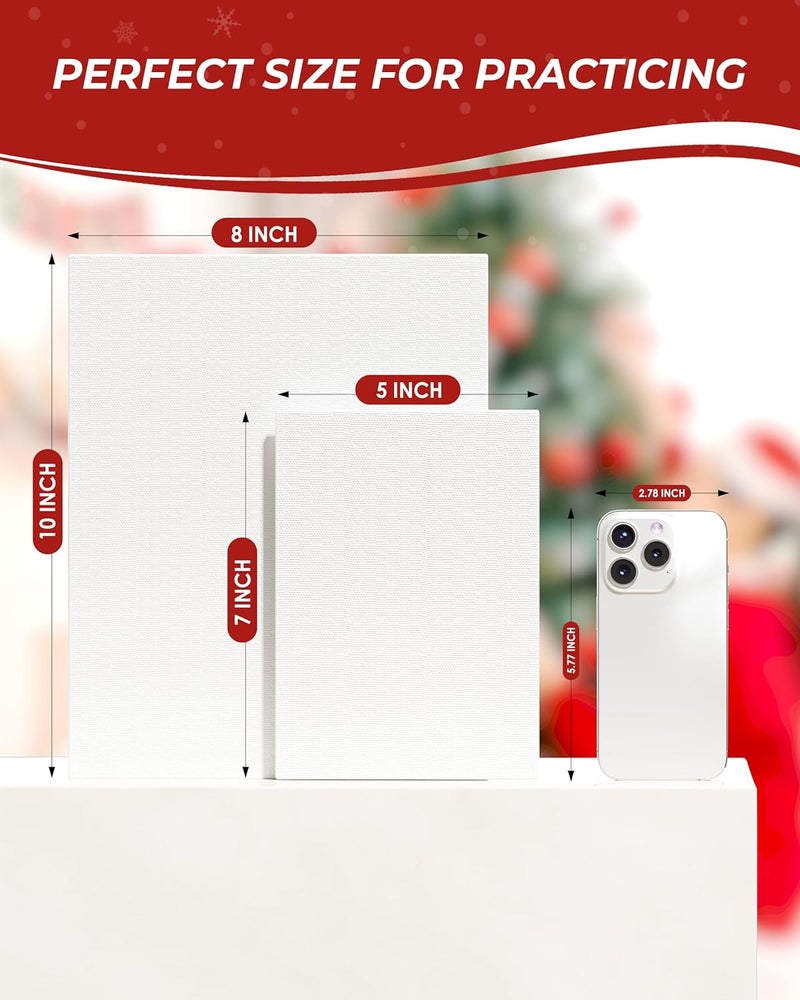 MaxGear Canvas for Painting, 12 Pack 8x10 Painting Canvas Boards, Art Supplies for Adults, Kids for Christmas Decoration - 100% Cotton Primed Canvases for Painting Acrylic, Oil, Watercolor, Tempera - Image 2